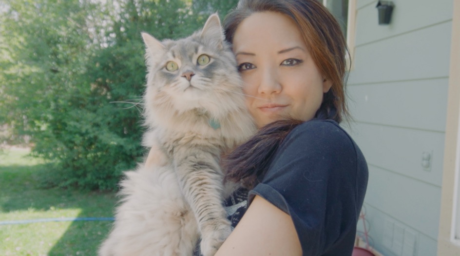Cat Gelinas holding her cat